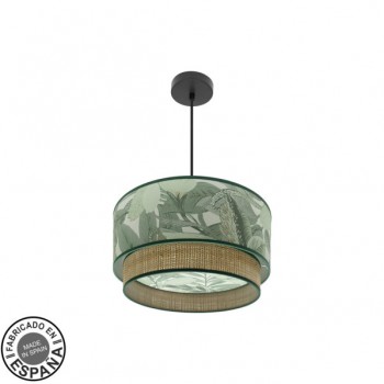 Distribuidor - Lâmpadas Diversas | Colgantes Moderno | COLGANTE CONGO 40D 1XE27 NEGRO/VERDE-NATURAL Ref: 224994009